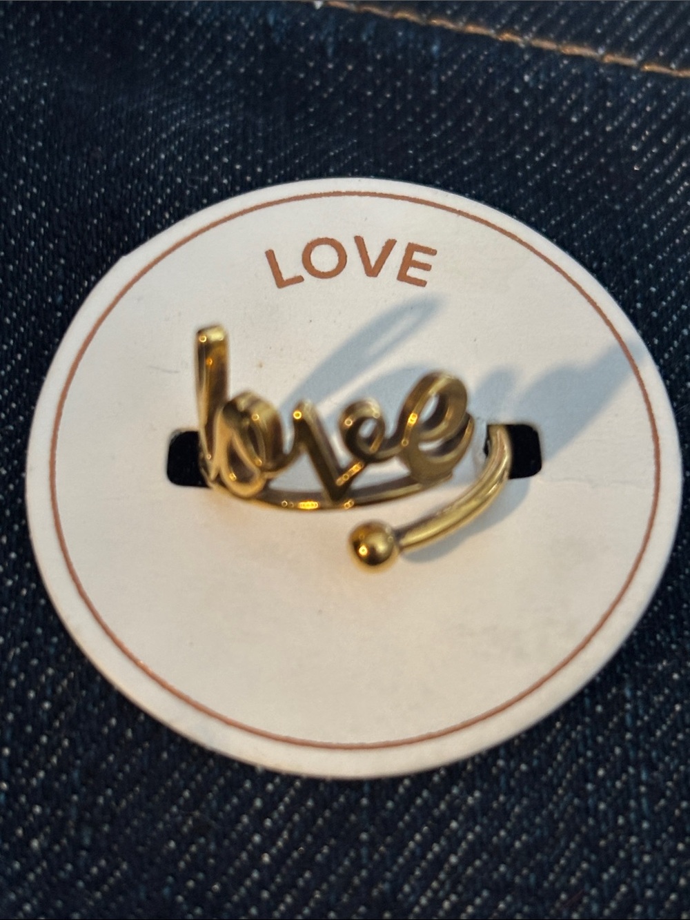 Alex and Ani Gold 'Love' Script Adjustable Ring